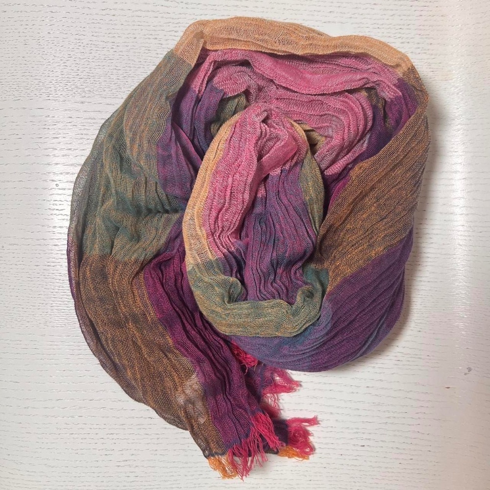 Multicolored Cotton and Linen Scarf